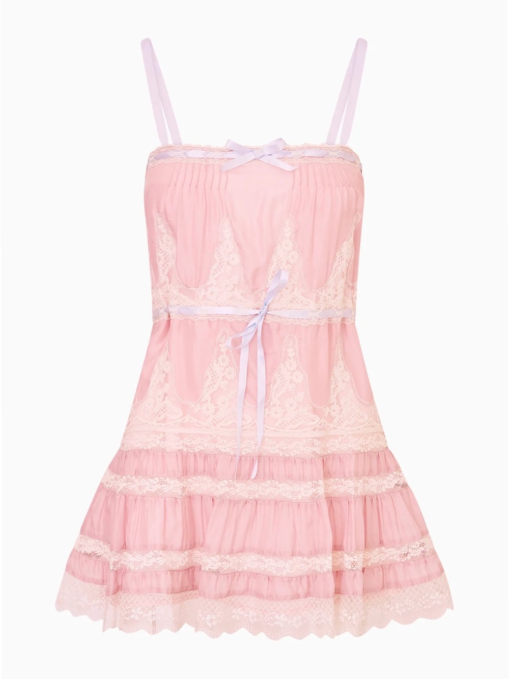 Love Shack Fancy Saphirae Silk Habotai Mini Dress - Picture 1 of 7